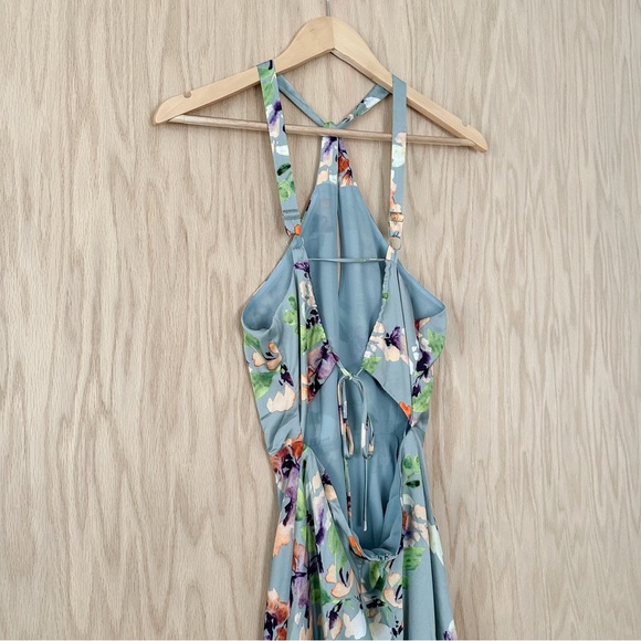 ASTR Sandrine Floral Halter Dress in Sage Orange Floral - Picture 14 of 16